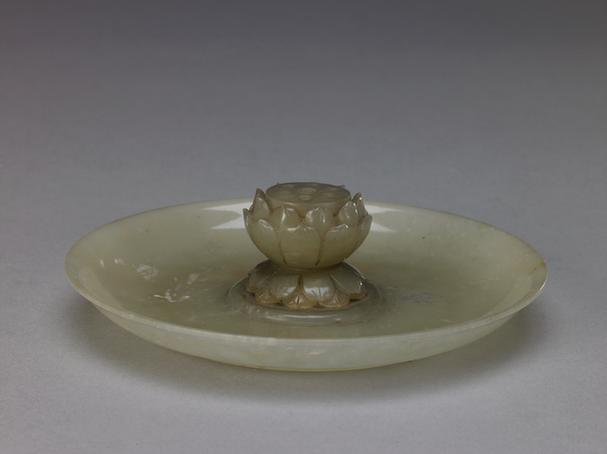 青玉光素托莲蓬式香插