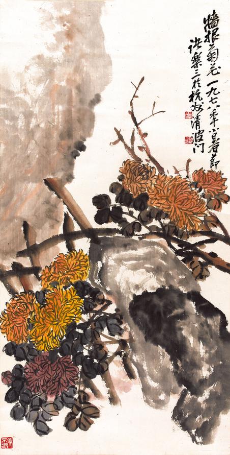 墙跟菊花图立轴