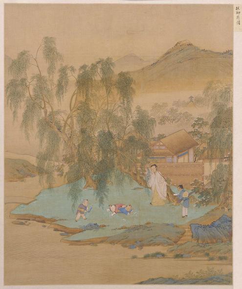 人物故事图-捉柳花图