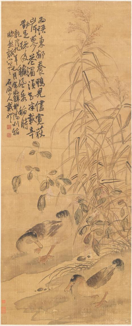 芦鸭图轴