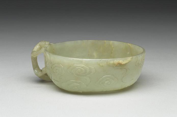 青玉螭柄圆洗