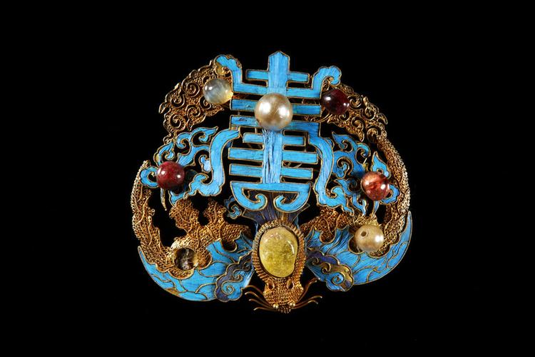 银镀金福寿纹簪