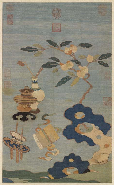 宋缂丝文房清玩轴