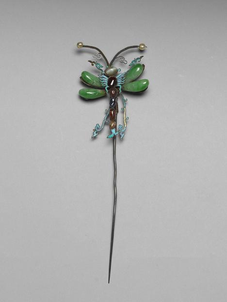 同治 嵌珠石蜻蜓簪