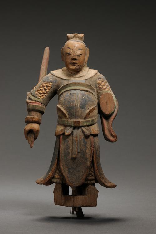 木雕彩绘天王立像