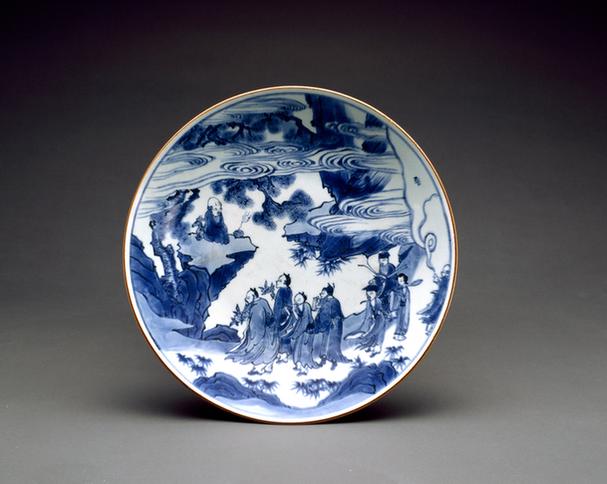 玉堂佳器款青花八仙图大盘