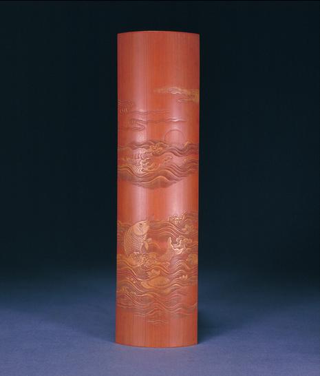 留青竹雕海水游鱼图臂搁