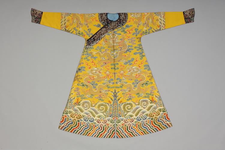 明黄色彩云金龙纹妆花纱男夹龙袍