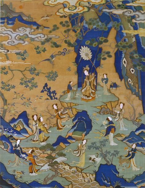 缂丝瑶池吉庆图轴