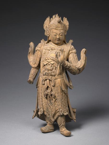 木雕金漆韦驮立像