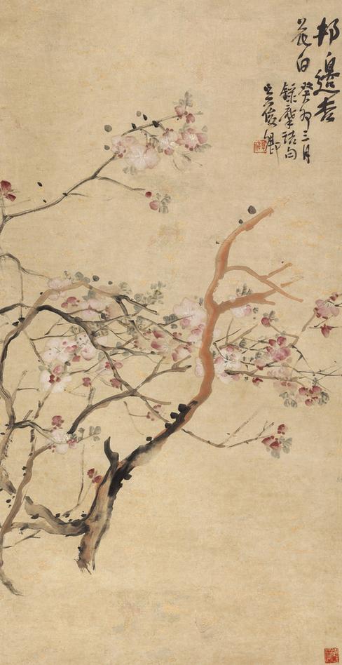 村边杏花白镜心