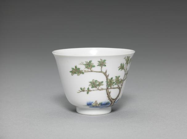 康熙款五彩十二月花卉纹杯-枝