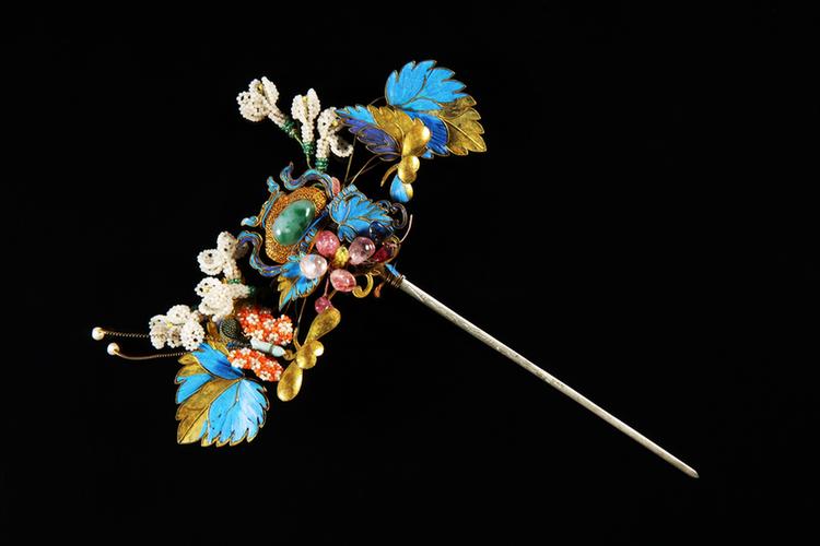 银镀金花篮形簪