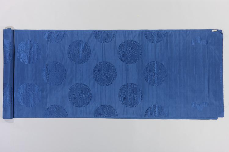 蓝色二则团龙纹线绸