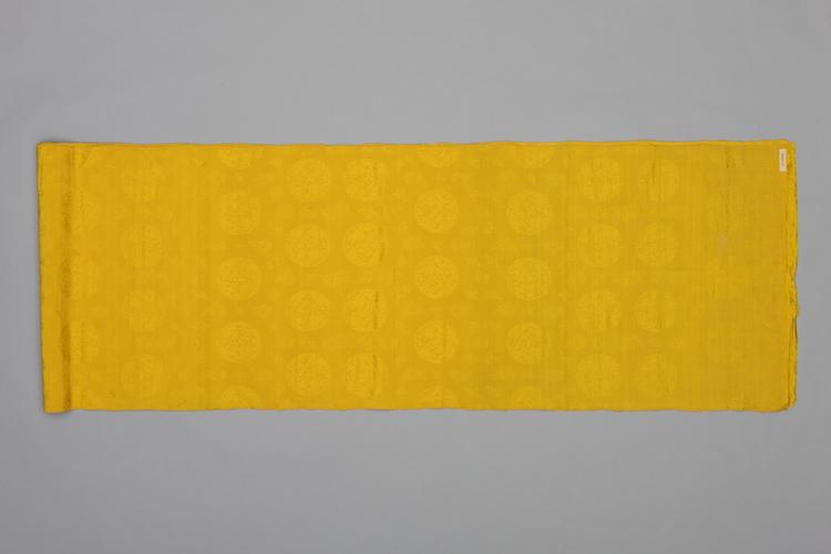 明黄色团龙杂宝纹线绸