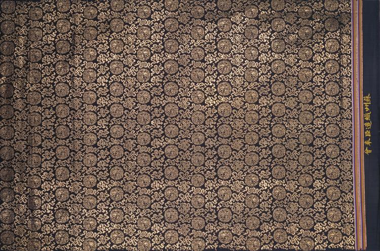 石青色团龙杂宝纹织金缎