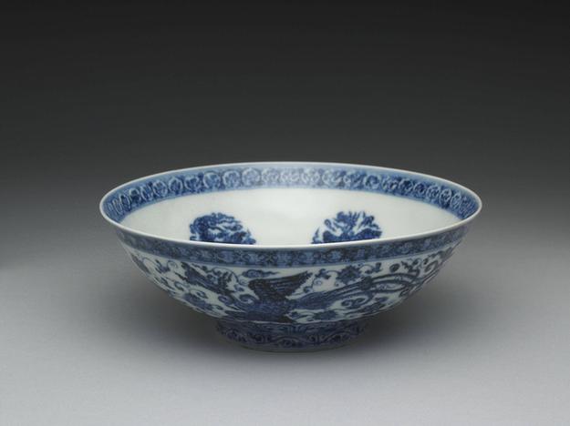 官窑 青花凤凰碗