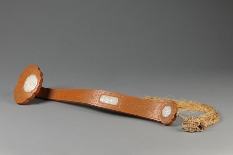 文竹嵌玉刻乾隆御制《三星赞》如意-《福星赞》如意