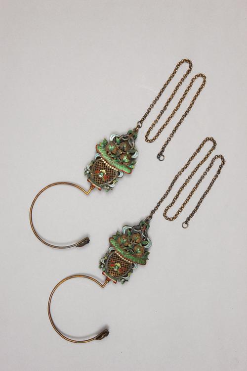 银镀金烧蓝福字葫芦形帐钩