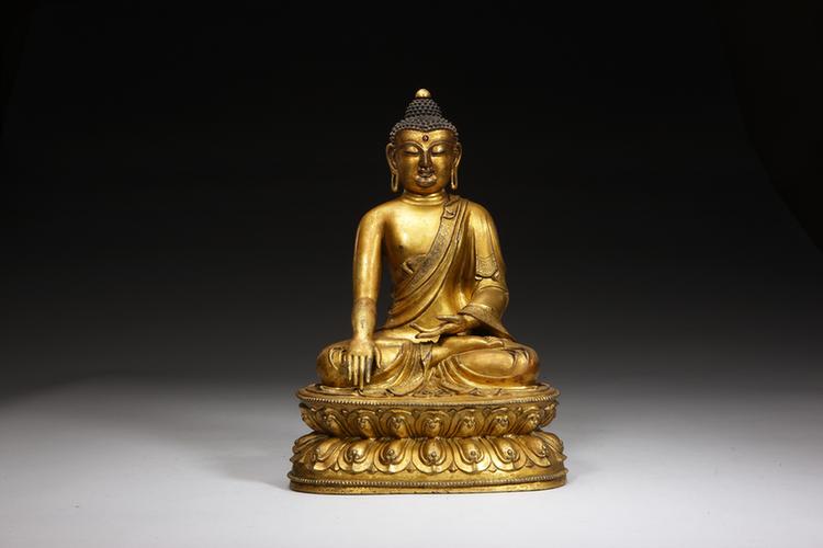 铜鎏金李福善造释迦牟尼佛坐像