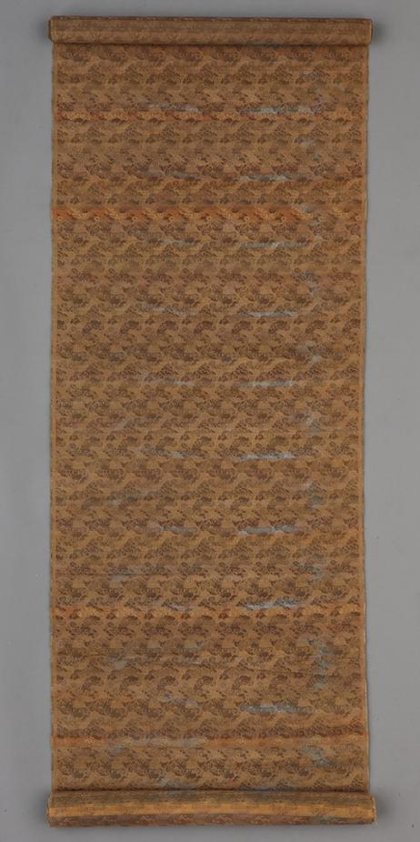 古铜色地如意桃花纹锦