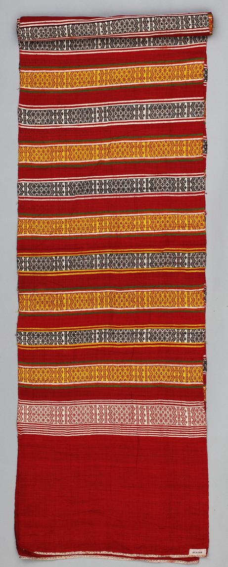 红色地小花绦纹棉锦