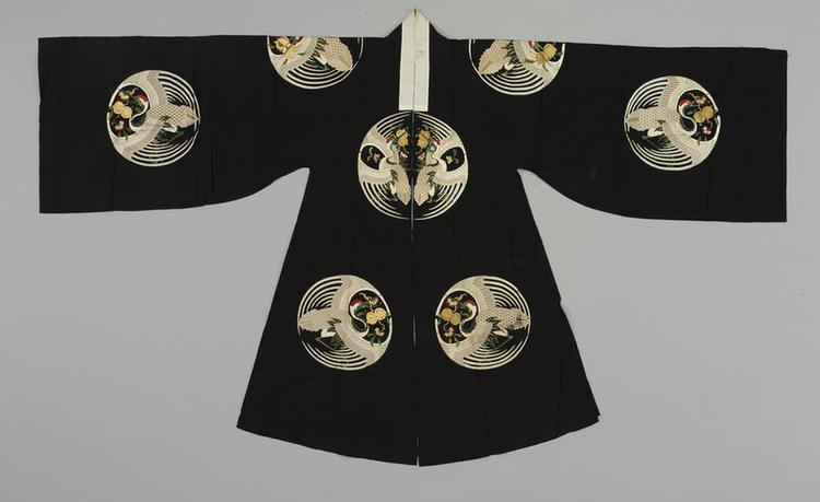 红青色暗花纱绣十二团鹤纹男帔