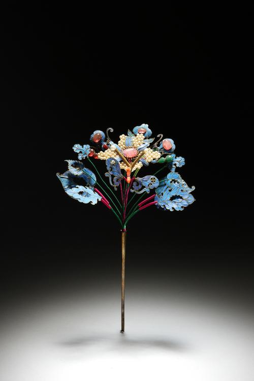 点翠镶料珠海棠蝶纹头花