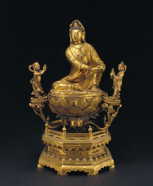 铜鎏金观音坐像