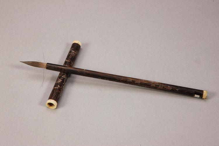 各式御制花卉诗管紫毫笔-棕竹管虞美人花诗笔