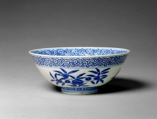 光绪款青花三果纹碗