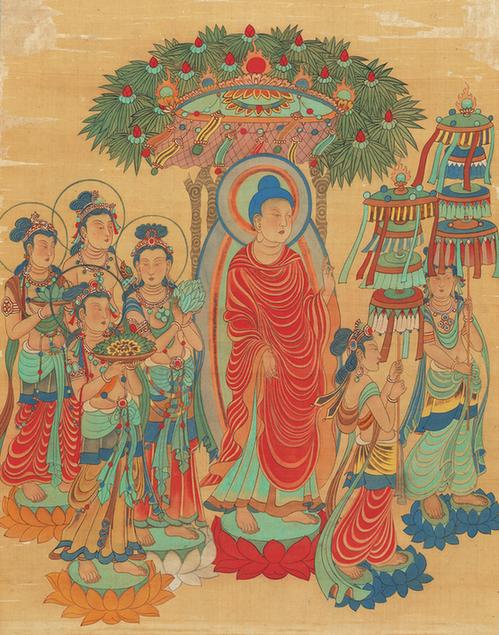 张大千临摹敦煌壁画释迦说法图