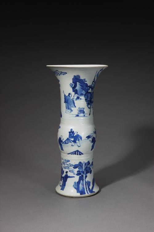 青花刀马人物图花觚