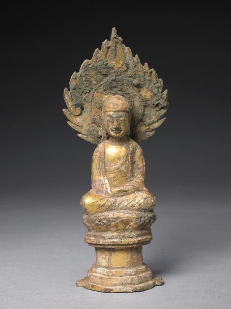 铜鎏金禅定佛坐像