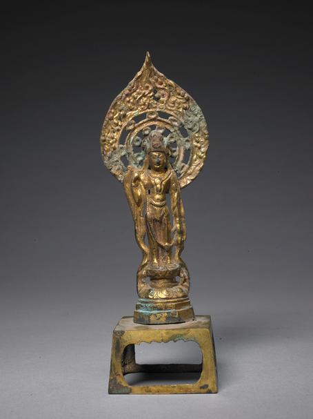 铜鎏金杨柳枝观音菩萨立像