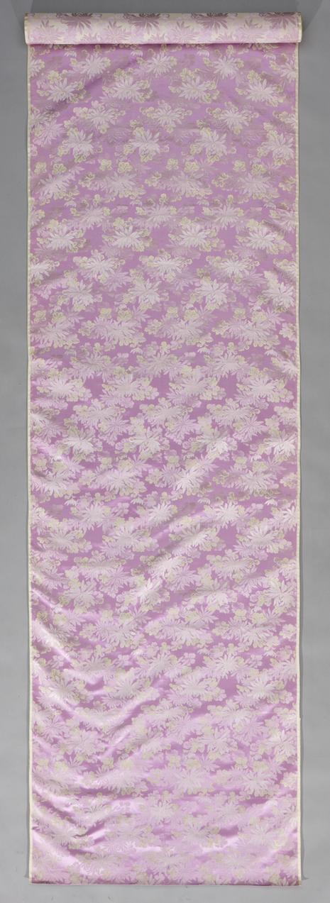 雪青色菊花纹花缎