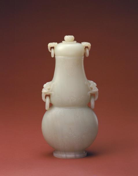 青玉双耳衔活环葫芦式瓶