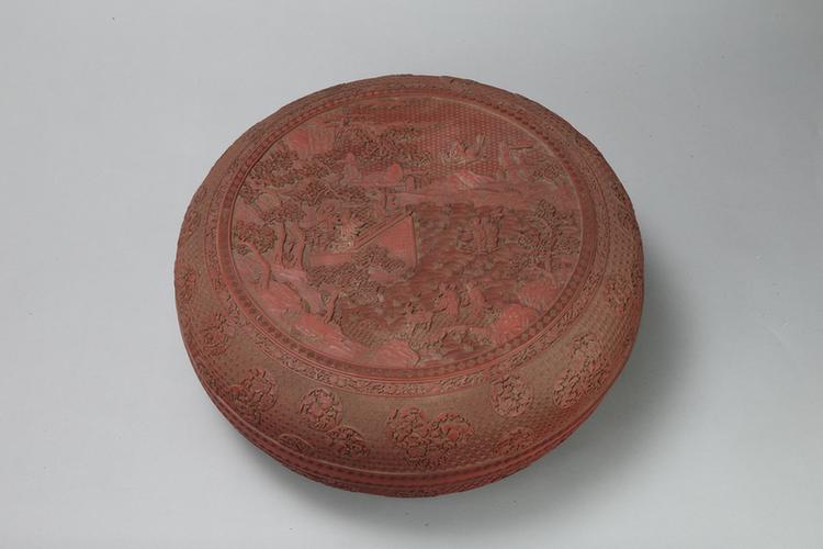 剔红八仙祝寿图圆盒