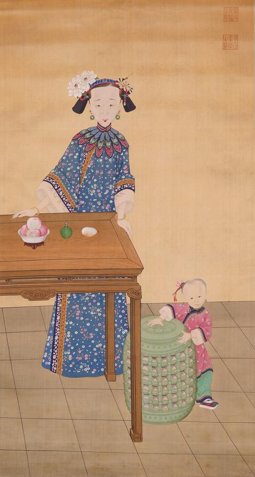 孝全成皇后与幼女像轴