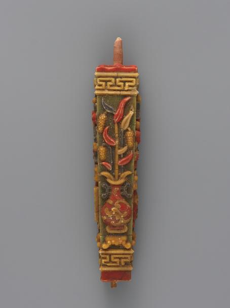 五彩博古图方蜡