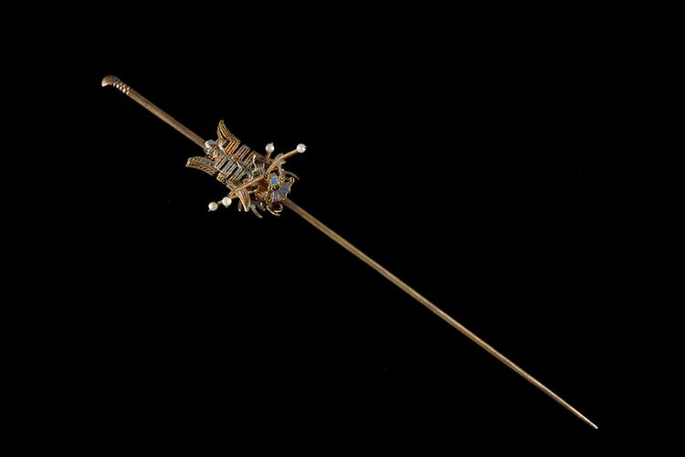 银镀金镶料石头针