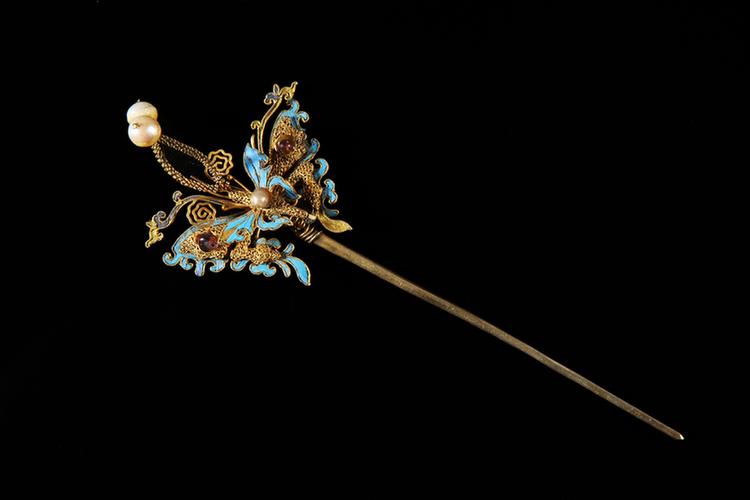 银镀金蝴蝶纹簪