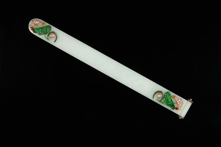 白玉嵌宝石扁方