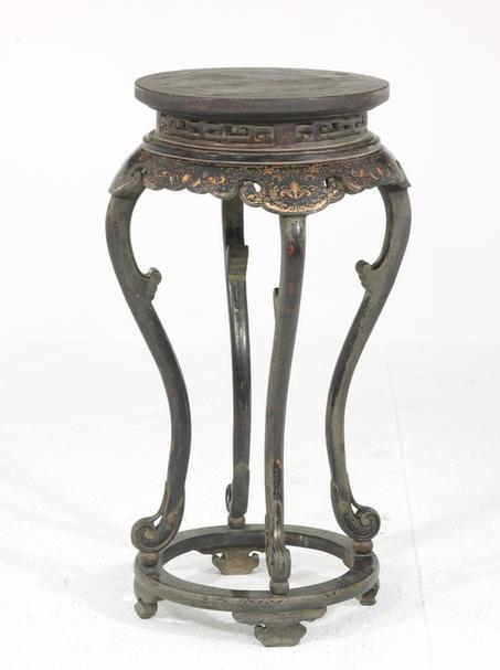 黑漆描金圆香几