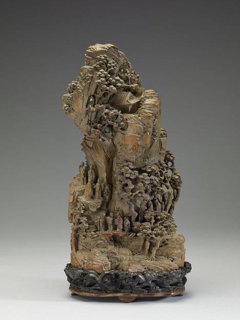 雕竹根山水人物摆件