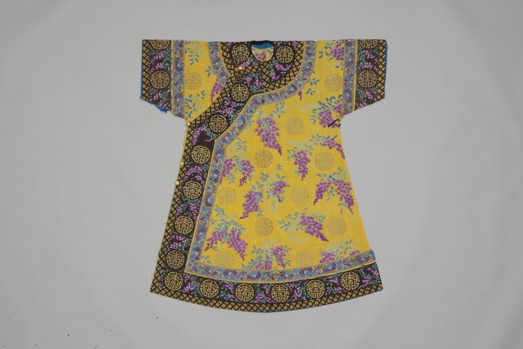 黄色缂丝藤萝团寿纹衬衣拆片