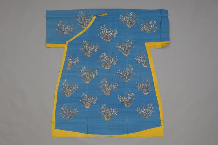 品月色缂丝水墨墩兰纹氅衣料