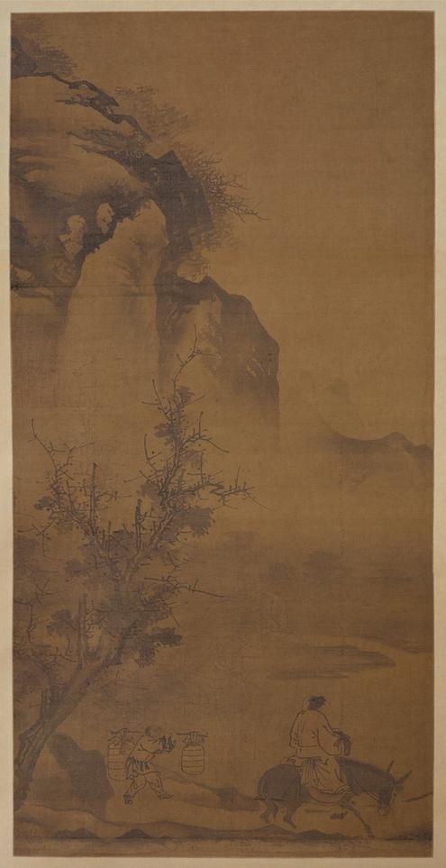 骑驴人物山水图