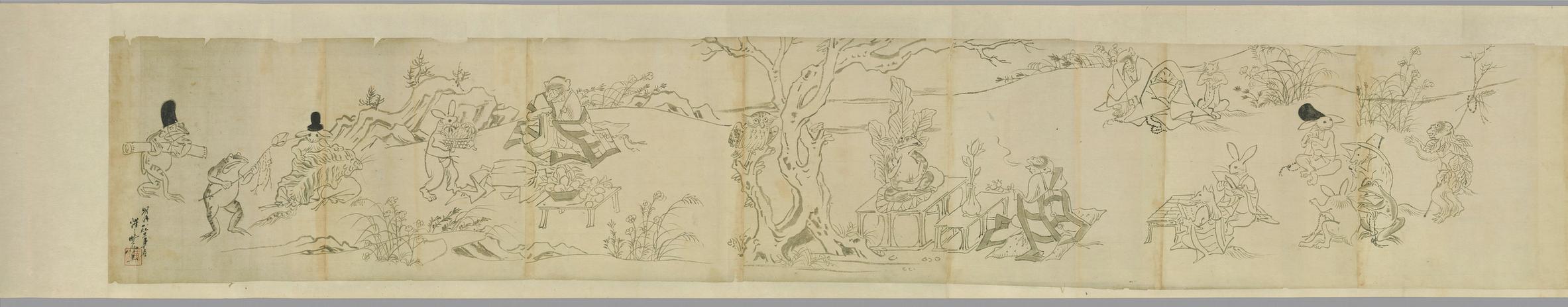 明清日本古画粉本-鸟兽戏画卷