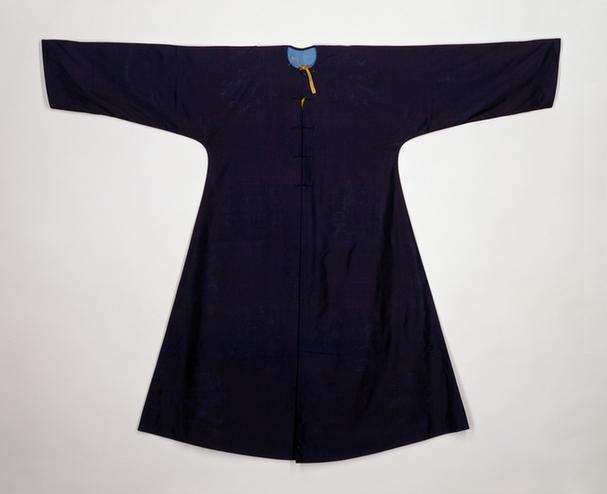 石青色团龙纹暗花纱夹常服褂